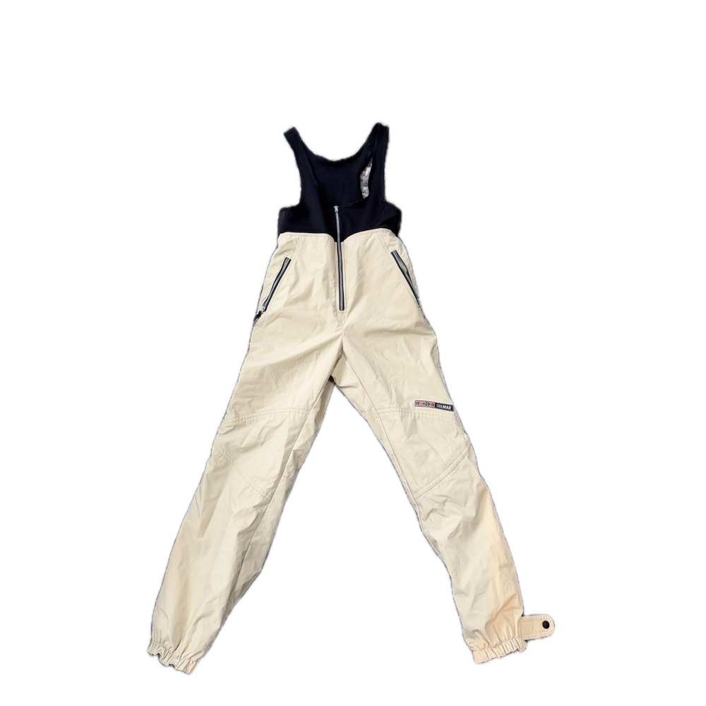 VTG Colmar 90's‎ Womens Ski Bib Pants Snow Overalls Beige Black Deadstock